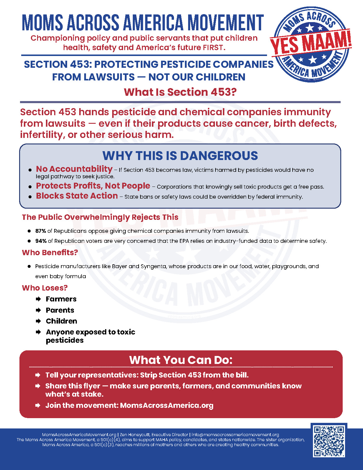 SECTION 453: Protecting Pesticide Companies From Lawsuits — NOT Our Children